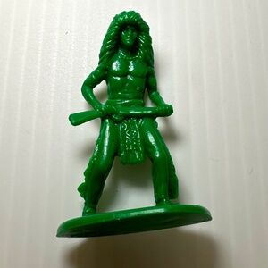 Vintage Plastic Figure Indian Native American Shaman Green 2” Rare 1970s Cowboys